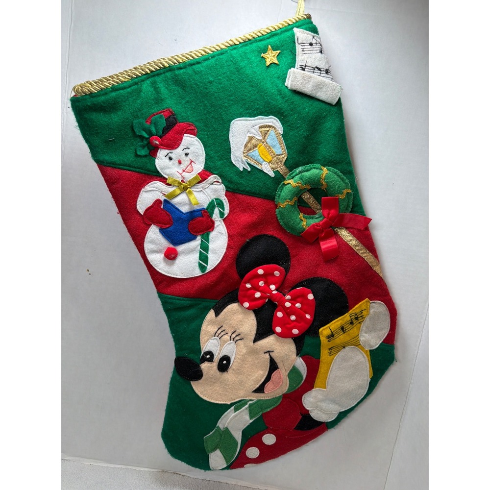 RARE Disney Store 20" Vintage 90'S Minnie Mouse Felt 3D Christmas Stocking READ
